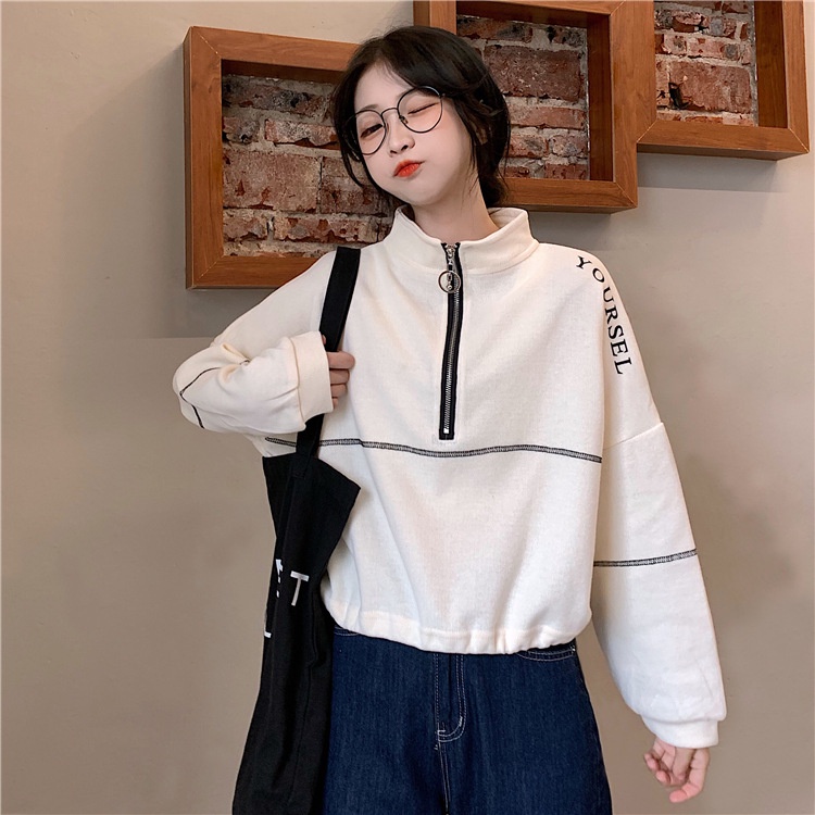 IELGY    Áo sweater Mỏng Ngắn Dáng Rộng Thời Trang Cho Nữ