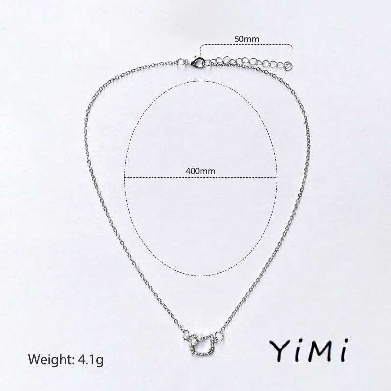 Vòng cổ Mặt Hình Hello Kitty Đính Ngọc Trai Dễ Thương