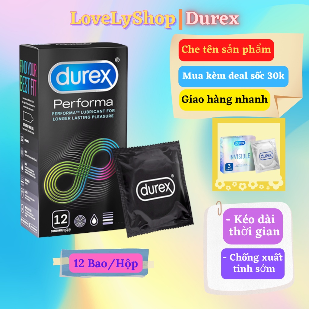 Bao cao su kéo dài thời gian quan hệ Durex Performa 12s. Bao cao su chống xuất tinh sớm, kéo dài thời gian quan hệ.