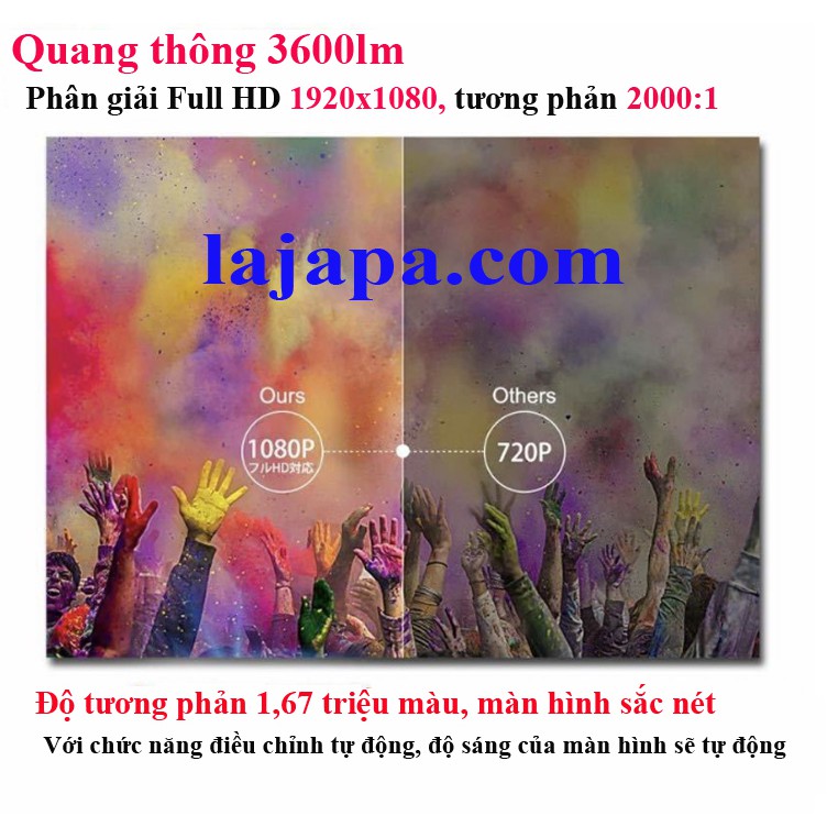 Máy Chiếu Thông Minh LED  3600lm Full HD 1920 × 1080 Rạp chiếu phim 3D , phòng hát karaoke tại nhà