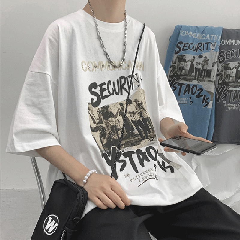 Áo Thun Tay Ngắn Dáng Rộng In Họa Tiết Hoạt Hình Phong Cách Hip Hop Thời Trang Mùa Hè Cho Nam size M-8XL