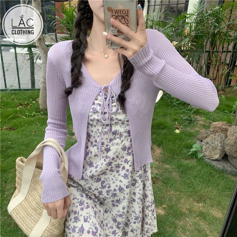 Set Váy Hai Dây + Áo Cardigan Len Phong Cách Bánh Bèo 2021 M12