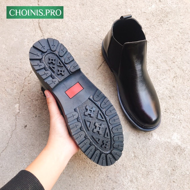 Giầy da CHELSEA BOOTS cao cổ da bò mềm Bốt cao cổ nam tăng cao 5cm