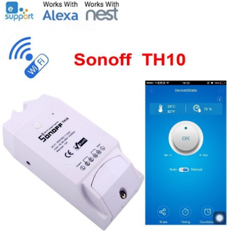 SONOFF TH10 - 10A, công tắc WIFI, điều khiển từ xa, có hỗ trợ cảm biến nhiệt, độ ẩm