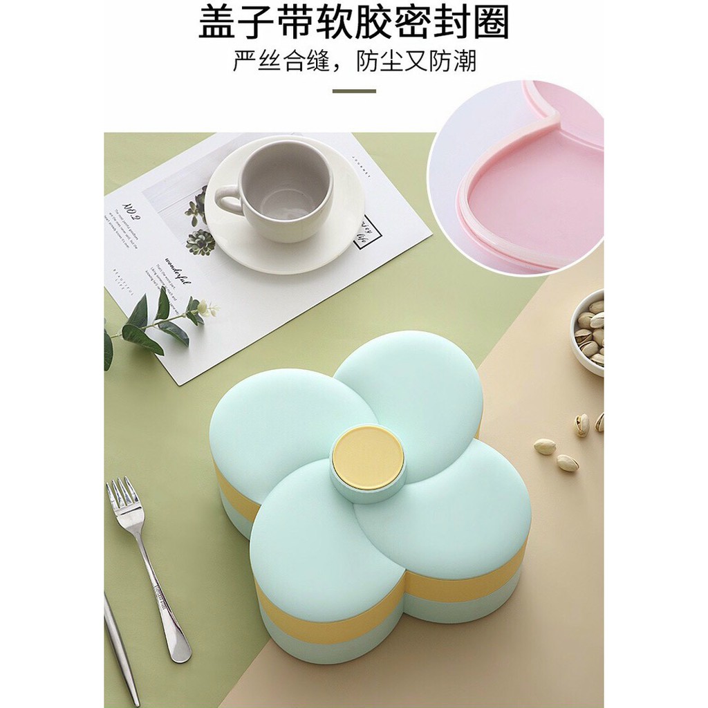 Khay đựng bánh kẹo, mứt 2 tầng hình cánh hoa mẫu mới
