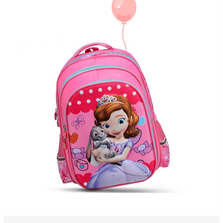 Balo đi học cho bé gái in hình 3D Bạch tuyết nhân vật hoạt hình đi học tiểu học lớp 1 2 3 4 5 TE13