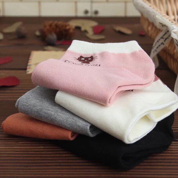 Combo 2 đôi tất cổ ngắn hình mèo nhỏ