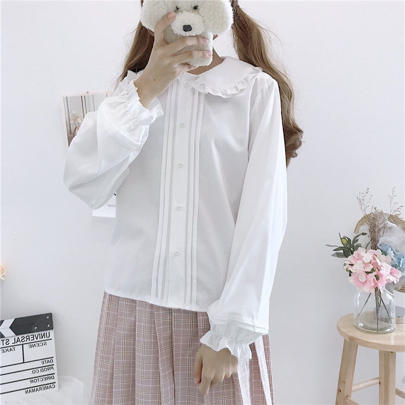 Áo Sơ Mi lolita Cổ Búp Bê Tay Dài Phong Cách Nhật Bản Thời Trang Xuân Hè 2022 Mới Dành Cho Nữ