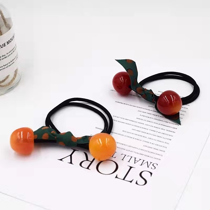 Dây Cột Tóc Cao Su In Hình Quả Cherry Dễ Thương Phong Cách Hàn Quốc Cho Nữ