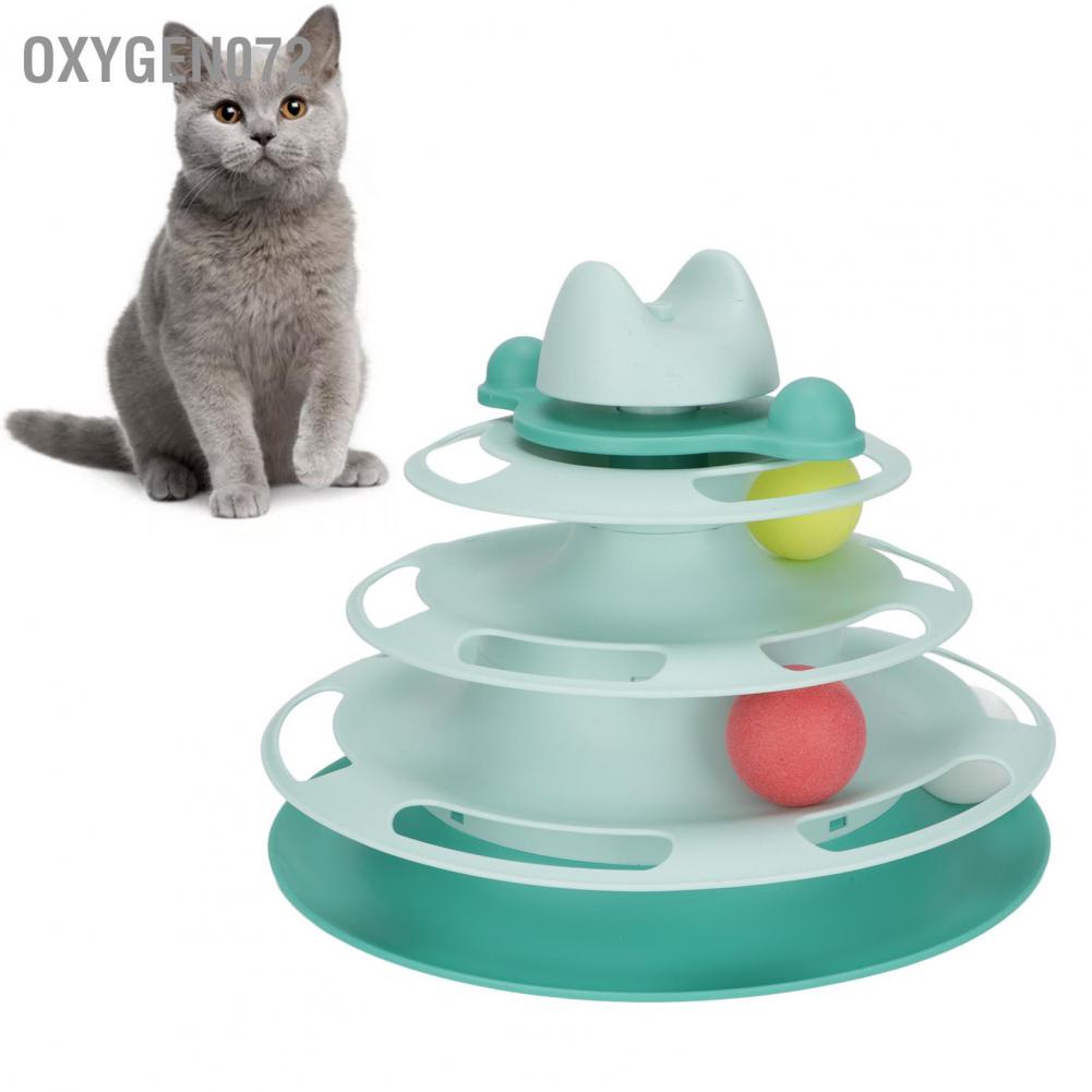Oxygen072 Đồ chơi Bàn xoay mèo 4 cấp độ có thể tháo rời ngăn ngừa trầy xước Đồ chơi theo dõi tương tác cho cưng