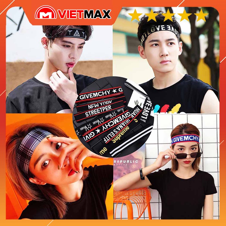 Băng Đô Thể Thao Cài Đầu Headband Đeo Trán Chống Trượt Co Giãn Thời Trang