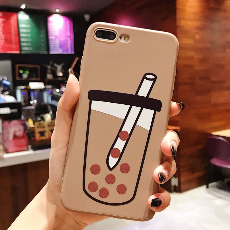 Ốp điện thoại bằng TPU dẻo in hình cốc trà sữa cho iPhone 6/6s 6plus/6splus 7/8 7plus/8plus X/XS XR XsMax | BigBuy360 - bigbuy360.vn