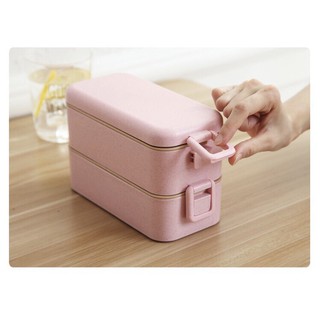 HỘP CƠM LÚA MẠCH PASTEL 2 TẦNG CAO CẤP 800ML