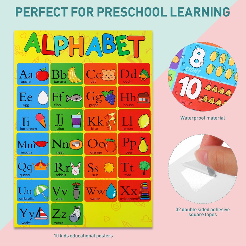 Bộ 10 bảng biểu đính chữ cái ABC để dạy học cho trẻ mới biết đi trẻ mẫu giáo tiện dụng