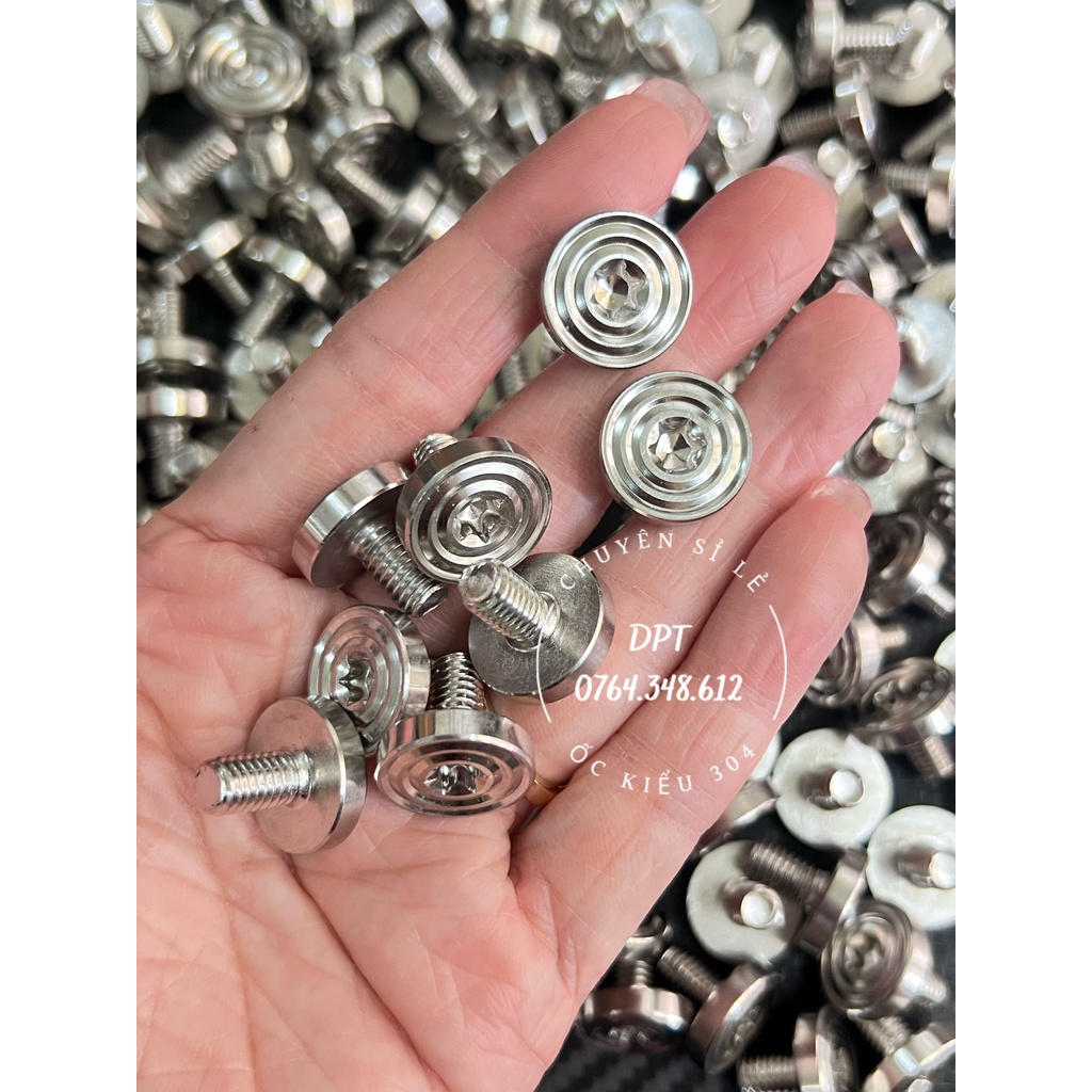 Ốc 6li10 dù THÁI Inox 304-6li đĩa gắn carte, gắn lòng đĩa, gắn nón bảo hiểm