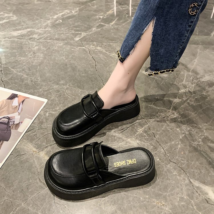 Giày Muller Mũi Vuông Phong Cách Retro Nhật Bản Hợp Thời Trang