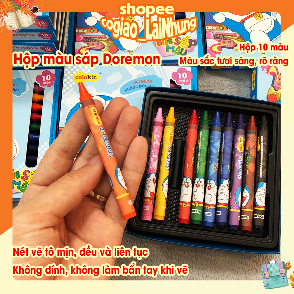 Bộ hộp màu sáp Doremon 10 màu Colokit