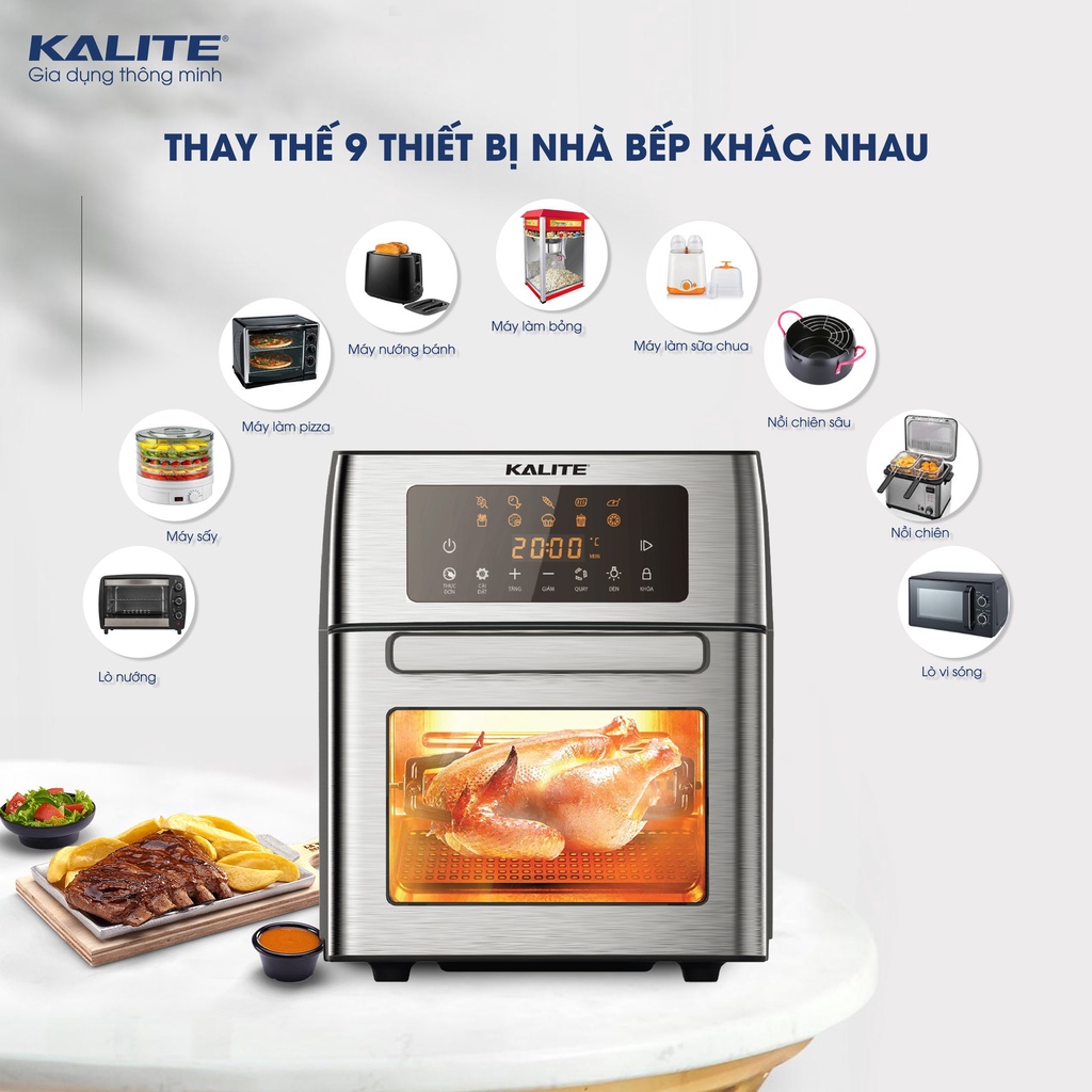 Nồi chiên không dầu cỡ lớn Kalite KL 1500 dung tích 15L lọc dầu mỡ 95% công suất 1700W hàng chính hãng bảo hành 1 đổi 1