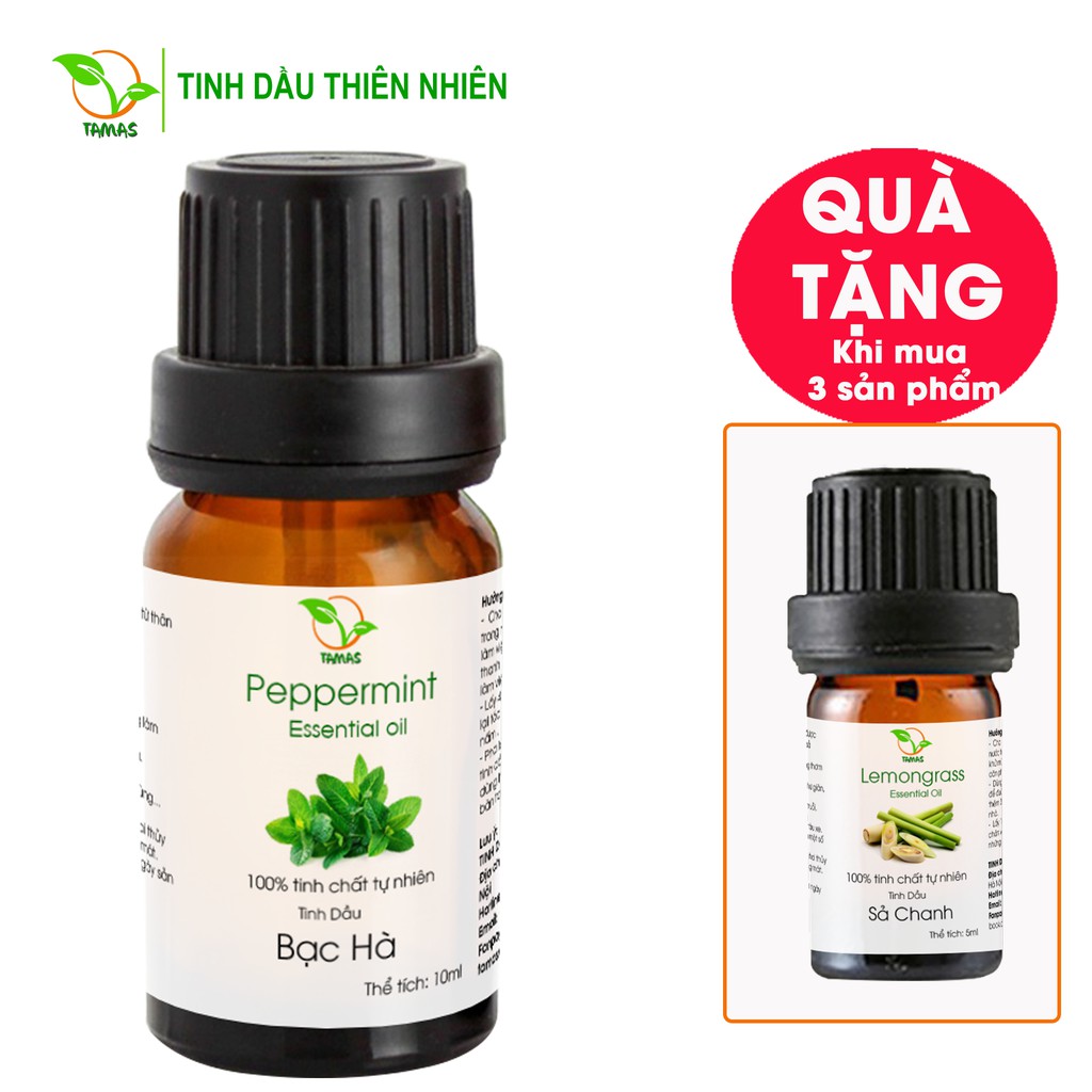 Tinh dầu Bạc Hà nguyên chất TAMAS 10ml, tinh dầu xông phòng khử mùi, đuổi muỗi và côn trùng hiệu quả,an toàn cho trẻ nhỏ