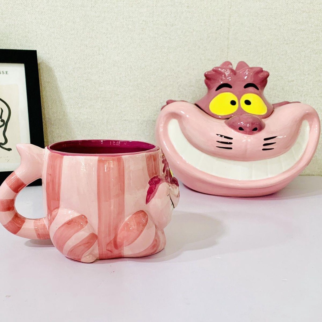 Cốc Uống Nước Bằng Sứ in Hoạt Hình Mèo Cheshire Dễ Thương