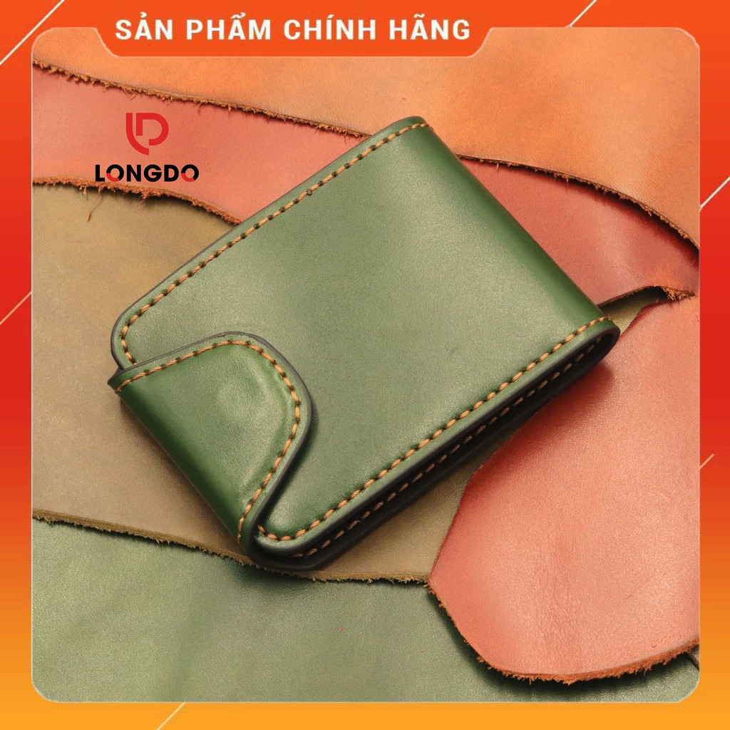 Ví Sen 5 Cao Cấp - Cam Kết 100% Da Bò Thật - Ví Nam Xanh Lá Cây Hàng Chính Hãng Thương Hiệu Longdo Leather