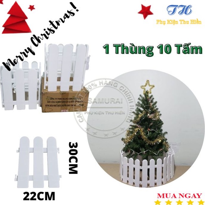 Hàng Rào Nhựa Lắp Ghép Trắng Cao Cấp Trang Trí Cây Thông Noel, Cây Cảnh, Vườn Hoa Cao 22 - 30cm ( Ảnh Thật )