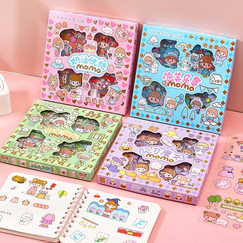 sticker cute dán trang trí bình nước, vali, hộp cơm, sticker dễ thương ST88