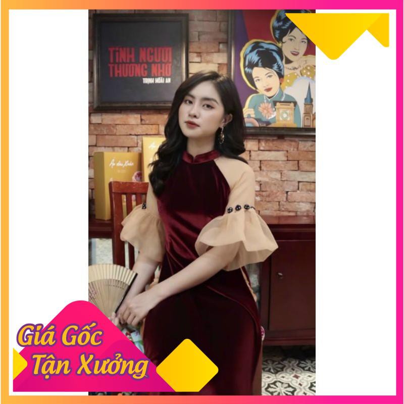 [GÍA TẠI XƯỞNG]  ÁO DÀI NHUNG TAY LOE TRẺ TRUNG CÁCH ĐIỆU⚡100% ẢNH THẬT VÀ VIDEO CỦA SHOP - THE BELEIVING