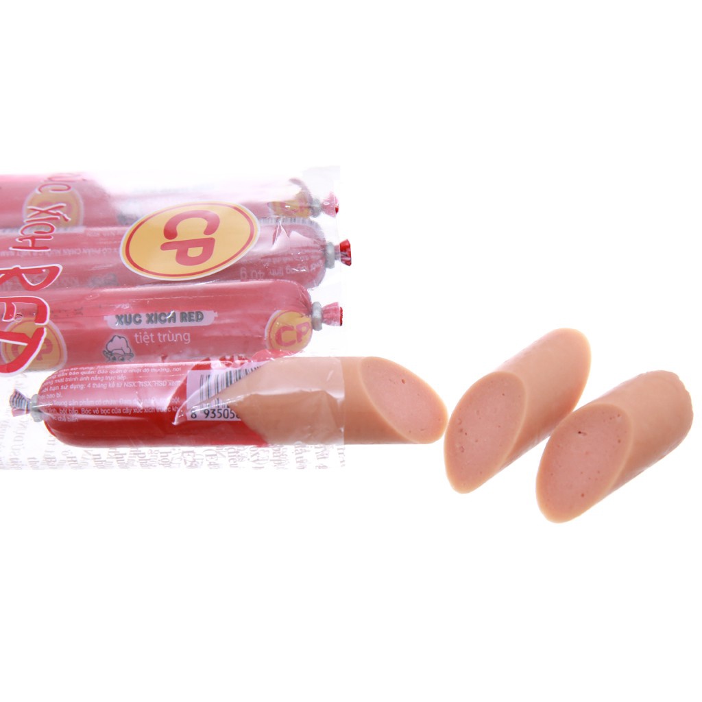 01 Bịch x 05 cây  Xúc xích heo RED ăn liền, tuyệt trùng và an toàn thực phẩm CP