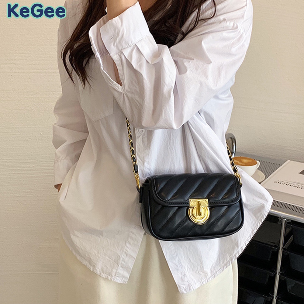 Túi xách nữ KeGee Túi Đeo Chéo Da PU Dây Xích Phong Cách Hàn Quốc Thời Trang Cho Nữ