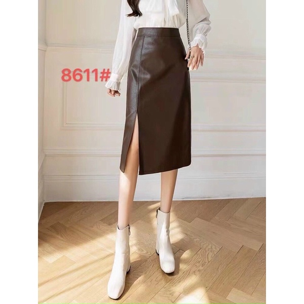 Chân váy da bút chì xẻ đùi - Hàng Quảng Châu