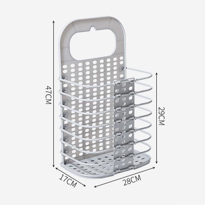 Giỏ Nhựa Đựng Quần Áo Và Đồ Dùng Sinh Hoạt Treo Tường Có Thể Gấp  + Tặng Kèm Móc Dán Tường 3D Siêu Kute