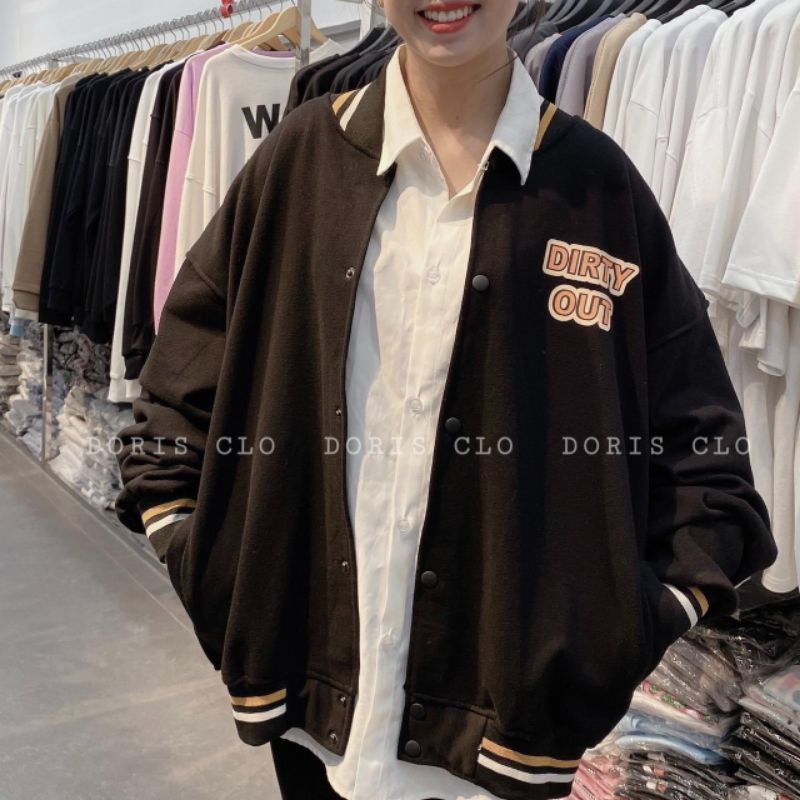 Áo Khoác Bomber Viền Siêu Hot , Unisex Phom Thụng Tay Bồng (Kèm Ảnh Thật)