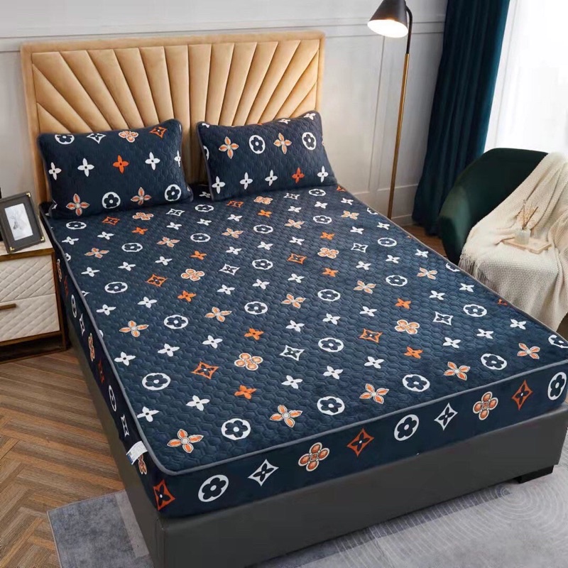 SÉT GA GỐI NỈ NHUNG TUYẾT SỮA TRẦN TRÁM HÀNG DÀY LOẠI 1