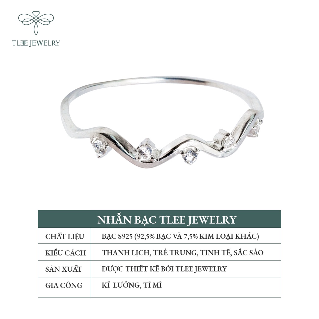 Nhẫn bạc nữ TLEE sóng nạm đá mini xinh xắn NCJ A0175
