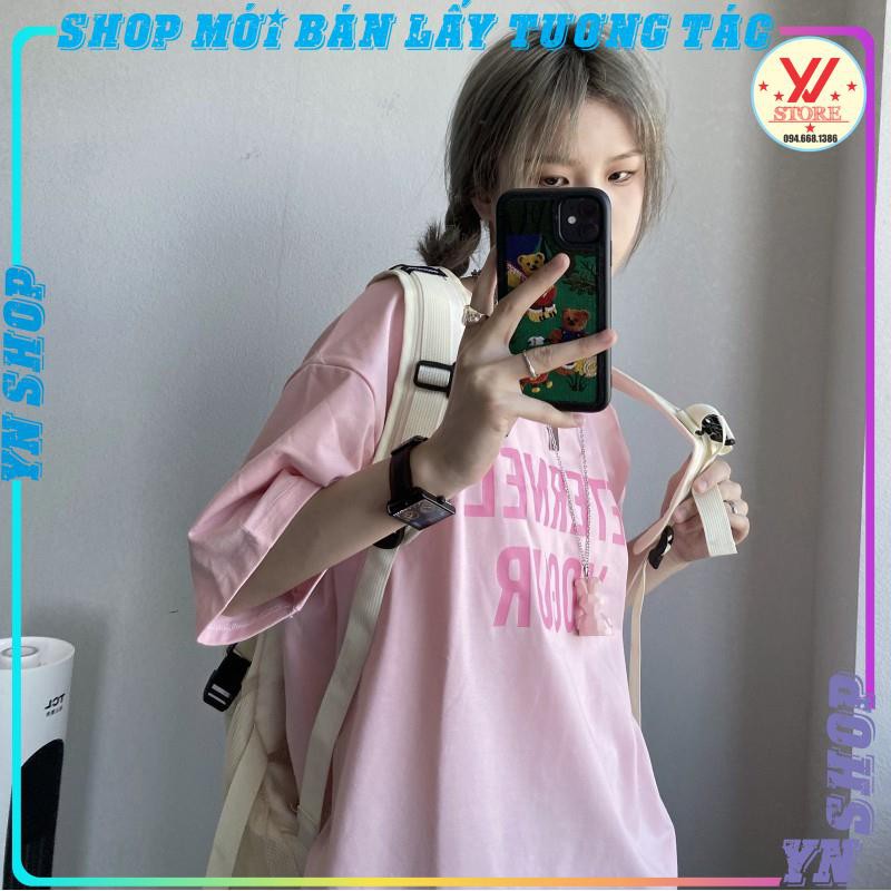 Áo thun tay lỡ form rộng  VOGUR, áo phông unisex màu  chất cotton 100% đl 240 gsm hồng cá tính JASHOP