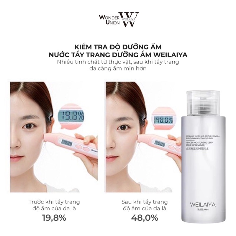 Nước Tẩy Trang Không Cồn Thảo Mộc Weilaiya Chính Hãng Tẩy Sạch Sành Sanh Mọi SP Makeup Kể Cả WaterProof