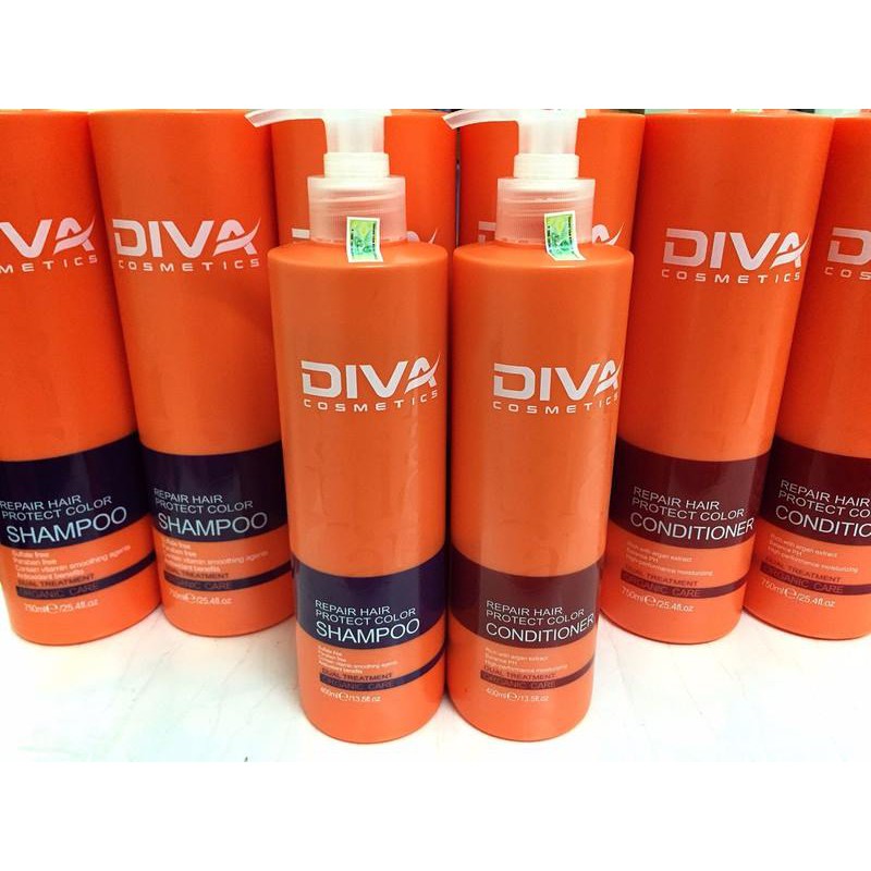 Cặp dầu, xả gội phục hồi giữ màu Diva 750ml