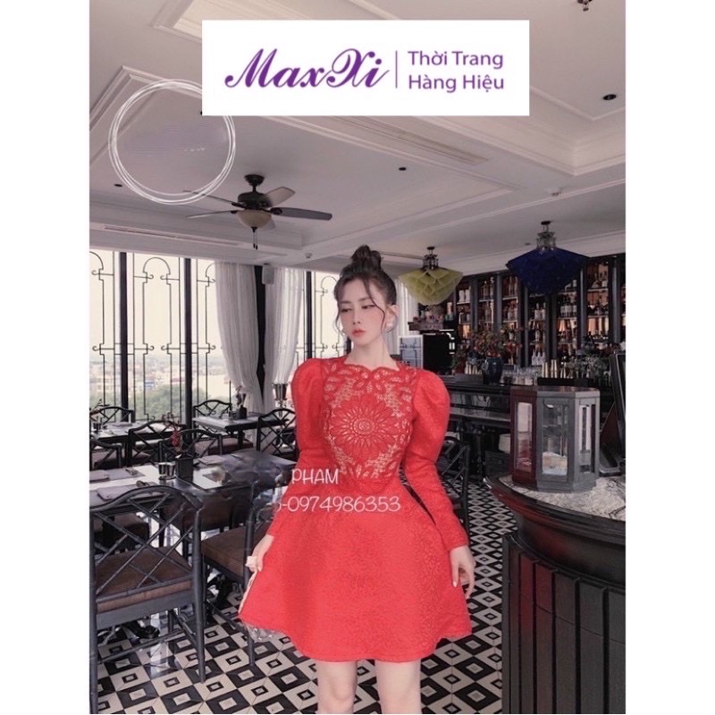 Đầm Nữ Phối Ren - Váy Xoè Dự Tiệc Cho Nữ Tay Dài - Thời Trang Maxxi