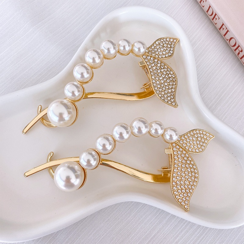 Kẹp tóc ngọc trai nhân tạo đuôi cá phụ kiện nữ