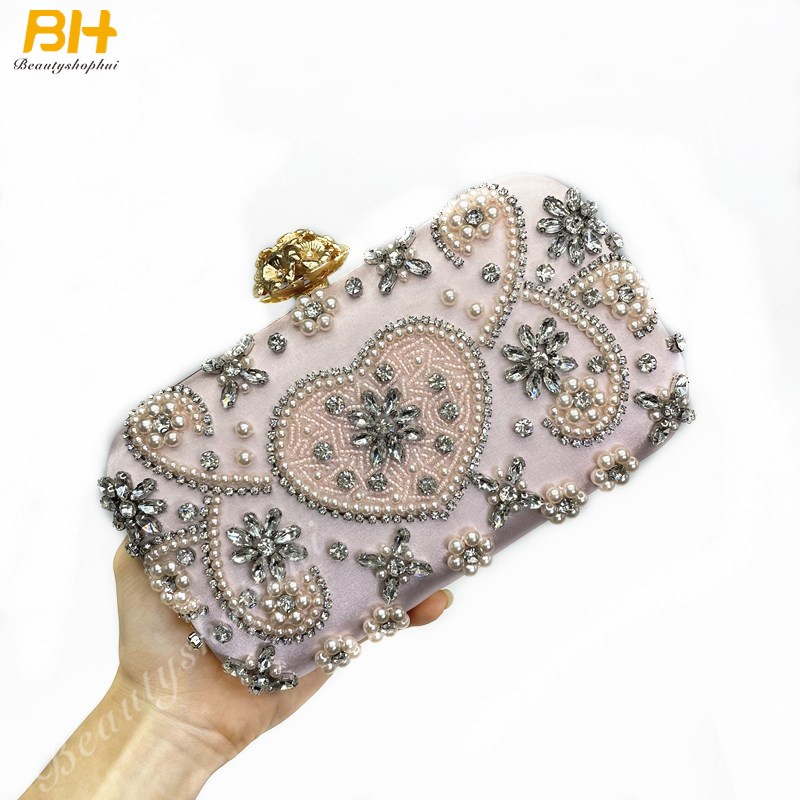 Ví Cầm Tay Đính Hạt Kim Cương Giả Thời Trang Nữ Dự Tiệc 2022