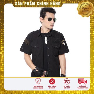 Áo sơ mi nam phong cách lính army (đen)