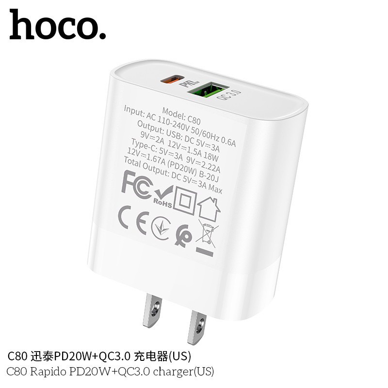 Cóc sạc Hoco C80 20W sạc nhanh