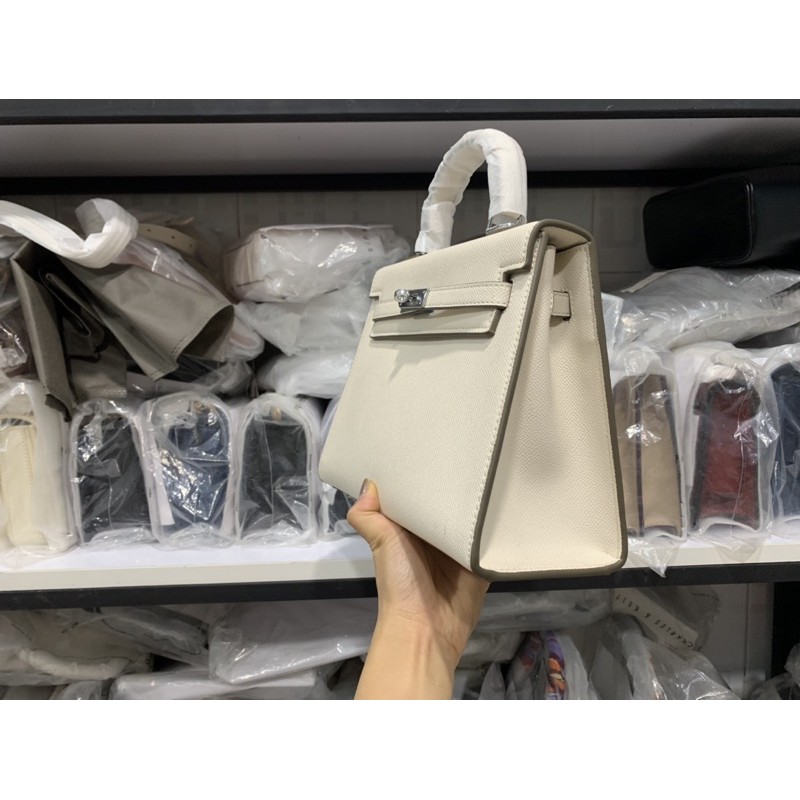 Túi Kelly tag bạc sz 25cm