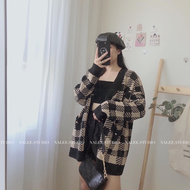 Len cardigan kẻ ô | BigBuy360 - bigbuy360.vn