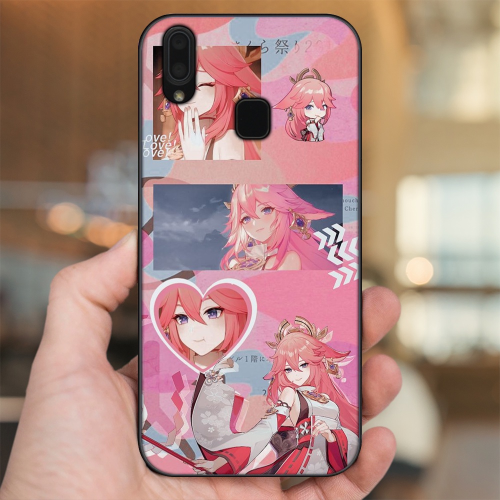 Ốp lưng Vivo Y91, Y95 viền đen in hình Yae Miko Genshin Impact