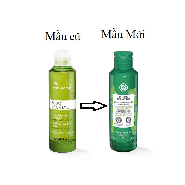 Yves Rocher Pure Menthe Nước Cân Bằng, Toner, Nước Hoa Hồng cho Da Hỗn Hợp, Dầu -  Sebo Vegetal 150ML