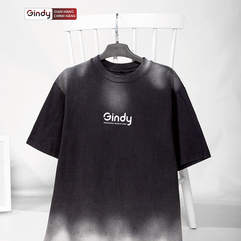 Áo phông tay lỡ phông form rộng dài unisex cổ tròn Grey Trame chất cotton mát loang thời trang Local Brand GINDY A057