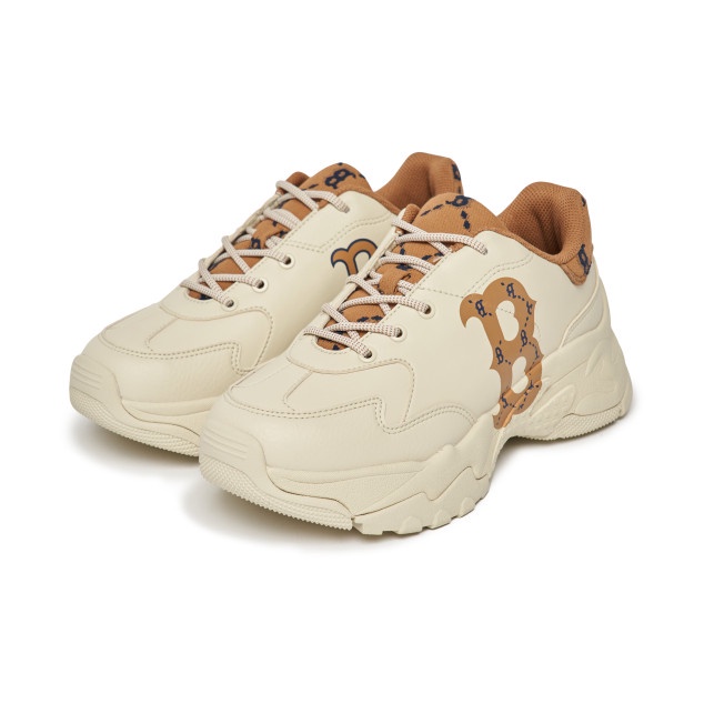 Giày MLB Boston Chính Hãng 🔴SIMPLE SNEAKER🔴 MLB Big Ball Chunky Diamond Monogram Boston Red Sox Beige