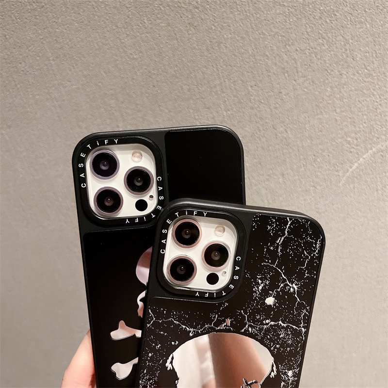 Ốp Điện Thoại TPU Cứng Chống Sốc Tráng Gương In Hình Đầu Lâu Cho iPhone 11 13 12 Pro Max 7 8 Plus XR X XS Max